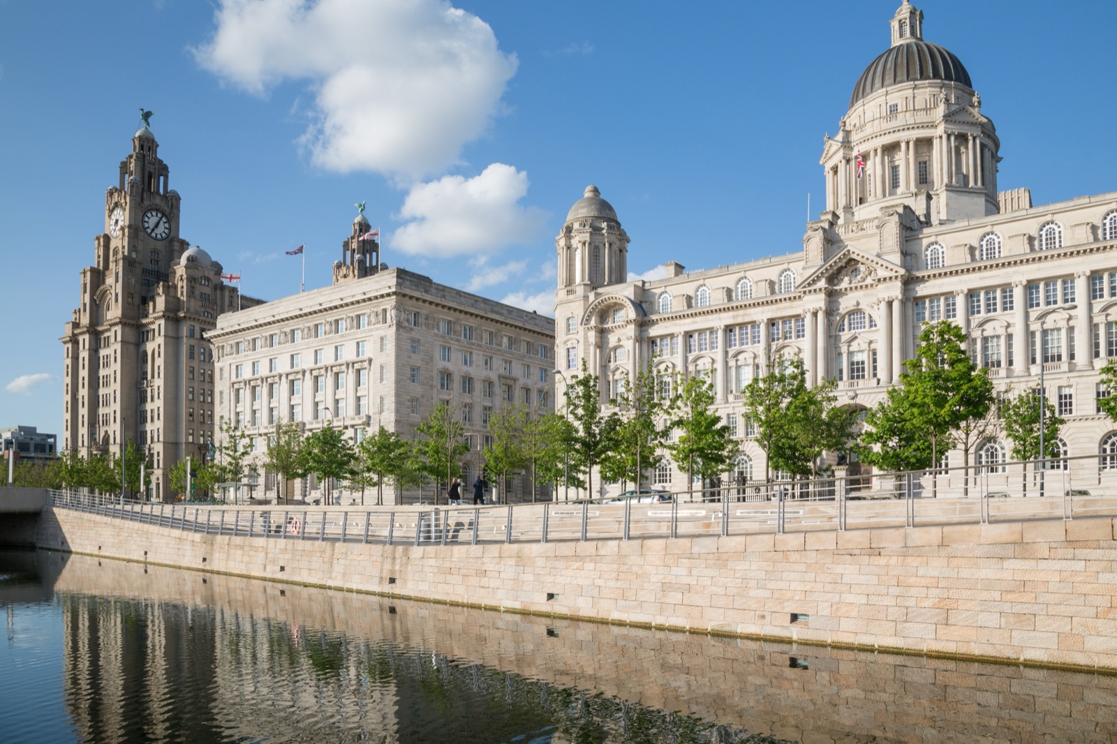 Liverpool's Pier Head waterfront, the Cunard and Port of Liverpool buildings, a short walk from Imperial Exchange
